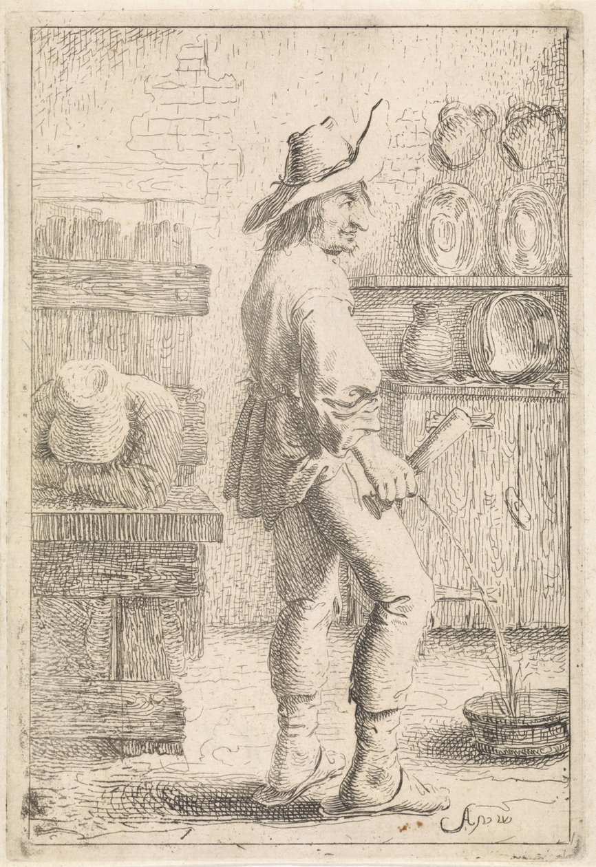 Ein urinierender Mann von Aert van Waes