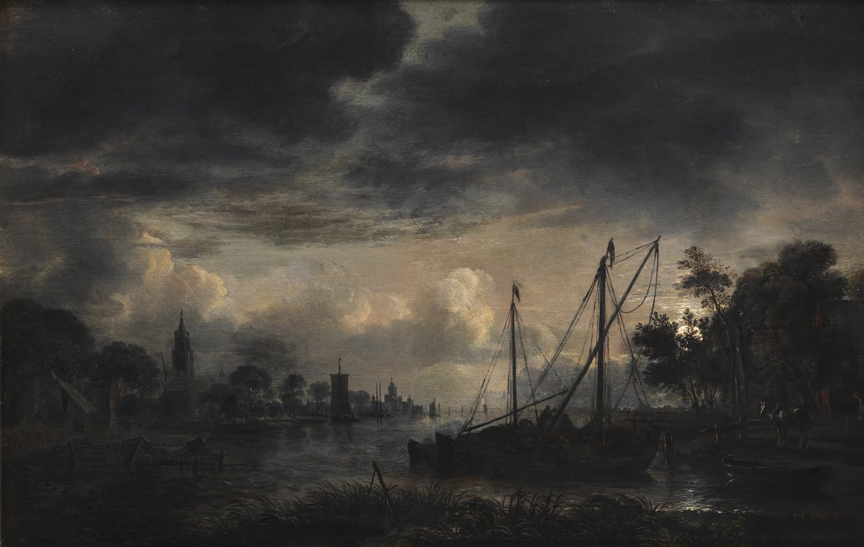 Flusslandschaft im Mondlicht von Aert van der Neer