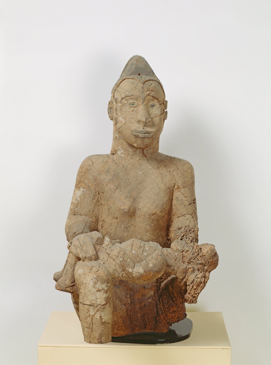 Ibo-Statue einer Frau mit einem Kind von African