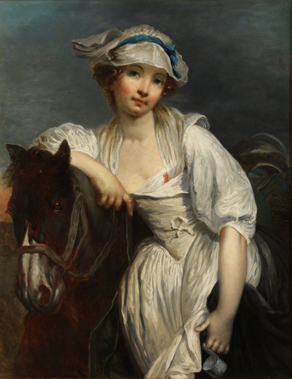 Junges Mädchen, an den Nacken eines Pferdes gelehnt von After Jean Baptiste Greuze