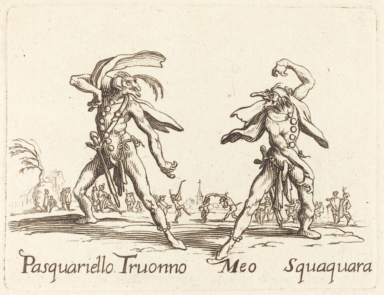 Pasquariello Truonno und Meo Squaquara von After Jacques Callot