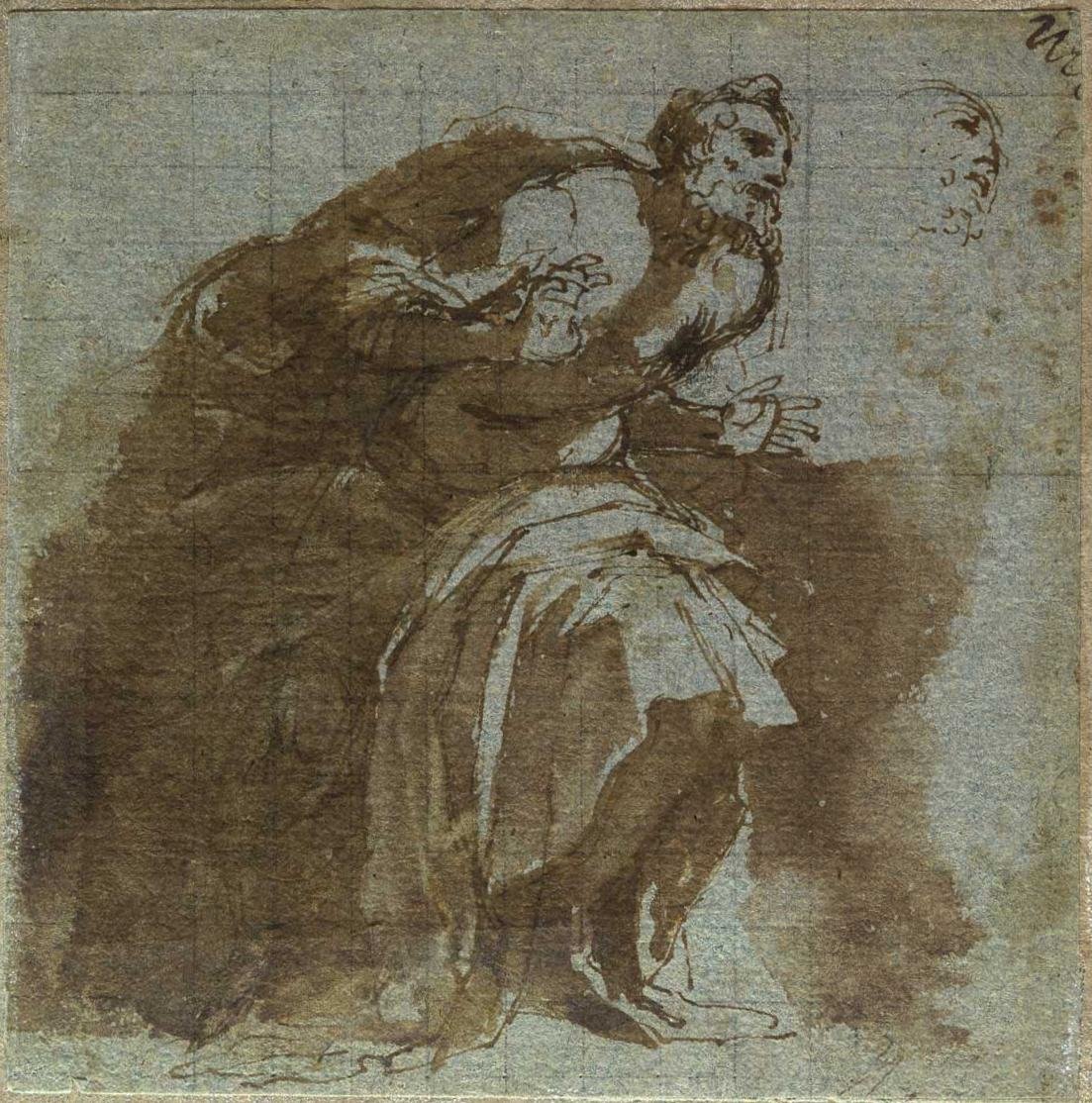 Erstaunte senile Figur (Detail) von Agostino Carracci
