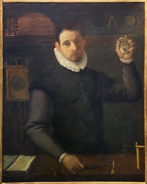 Selbstporträt als Uhrmacher von Agostino Carracci