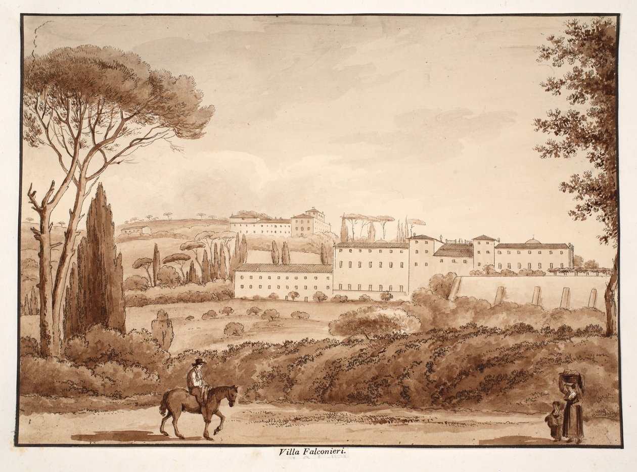 Villa Falconieri, 1833 (Radierung mit brauner Waschung) von Agostino Tofanelli