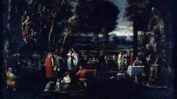 Fete Champetre oder, Fete Milanese, ca. 1584 von Agostino Carracci