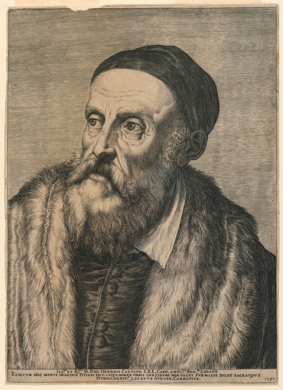 Porträt von Tizian von Agostino Carracci