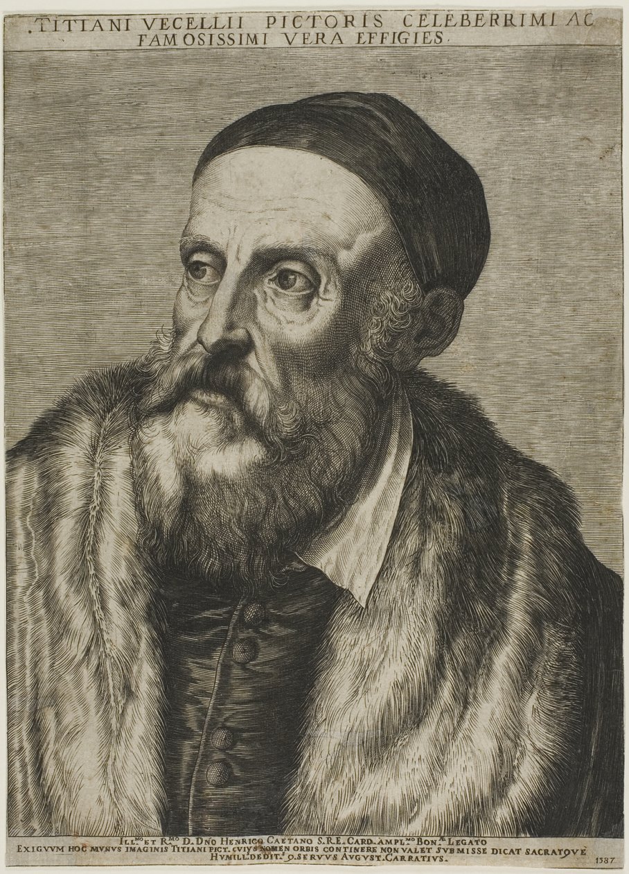 Porträt von Tizian von Agostino Carracci