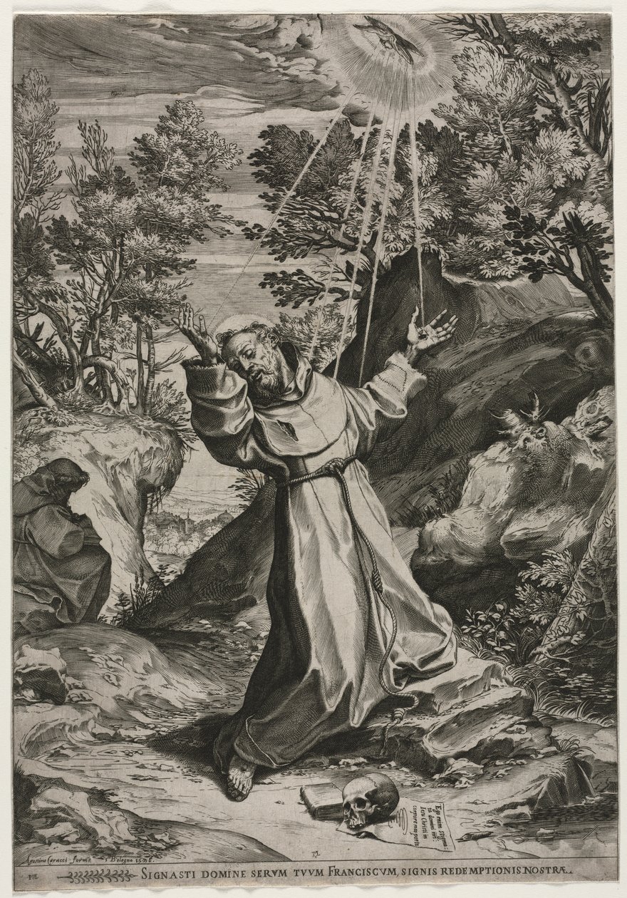Der heilige Franziskus empfängt die Stigmata von Agostino Carracci