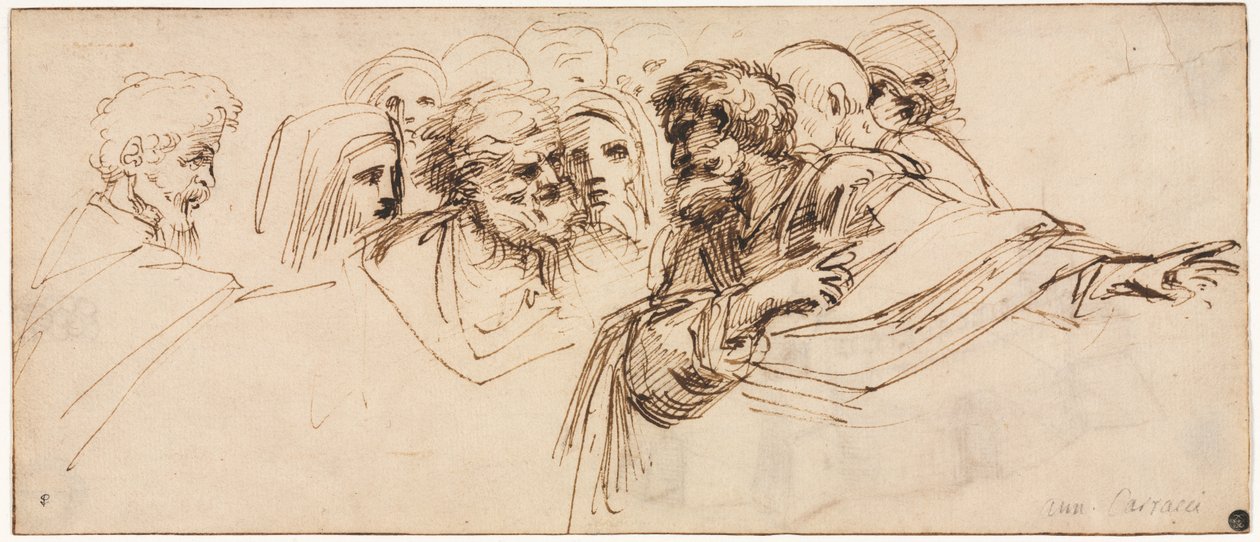 Studie von Köpfen (recto) von Agostino Carracci