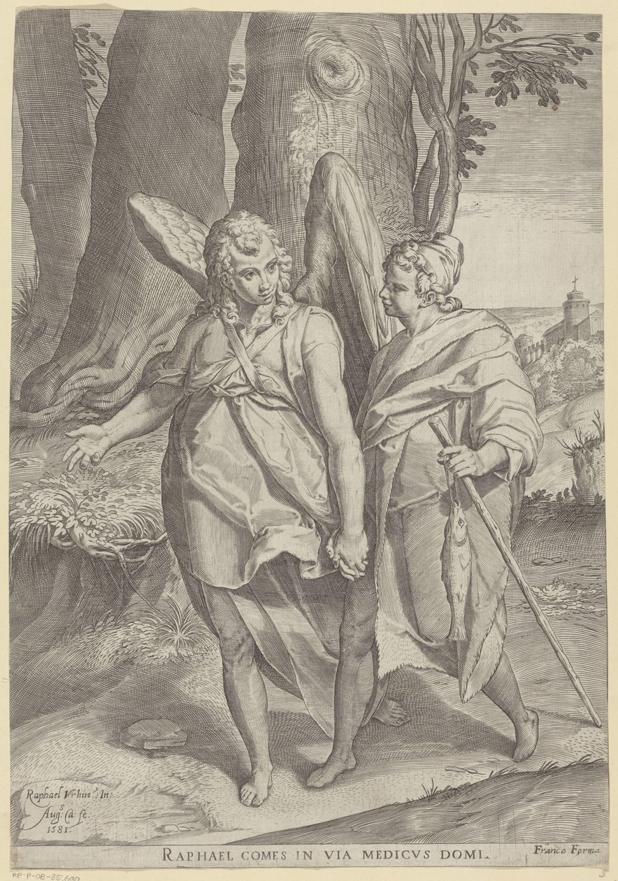 Tobias und der Engel von Agostino Carracci