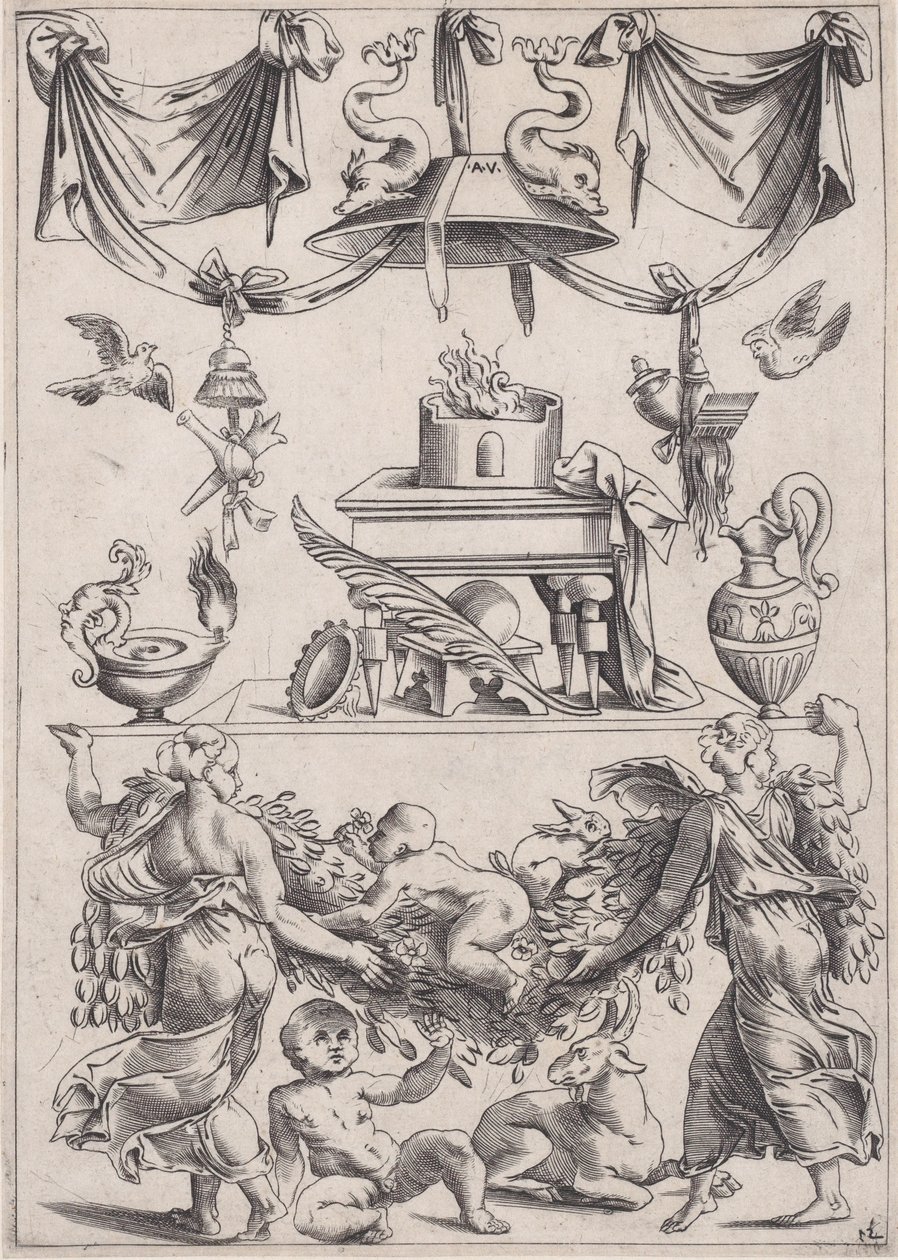 Ornamentales Panel von Agostino Veneziano