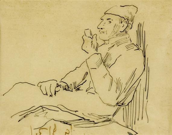 Alter Mann mit Pfeife von Albert Anker