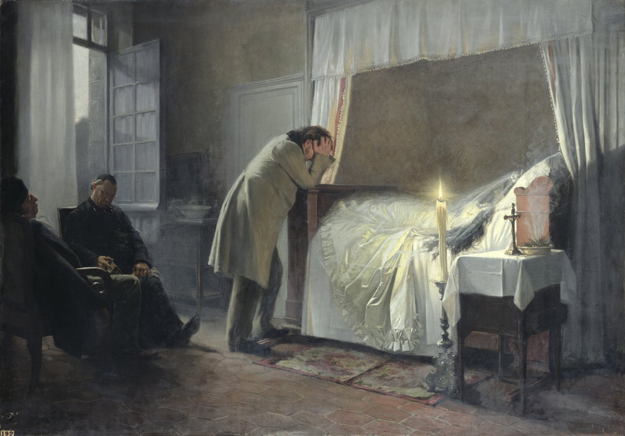 Das Sterbebett von Madame Bovary, vor 1889 von Albert Auguste Fourie