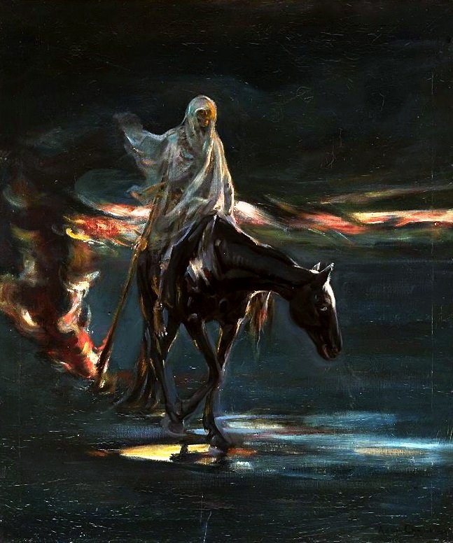 Der Tod und das Feuer, zentraler Teil des Triptychons Katastrophe von Albert Chmielowski