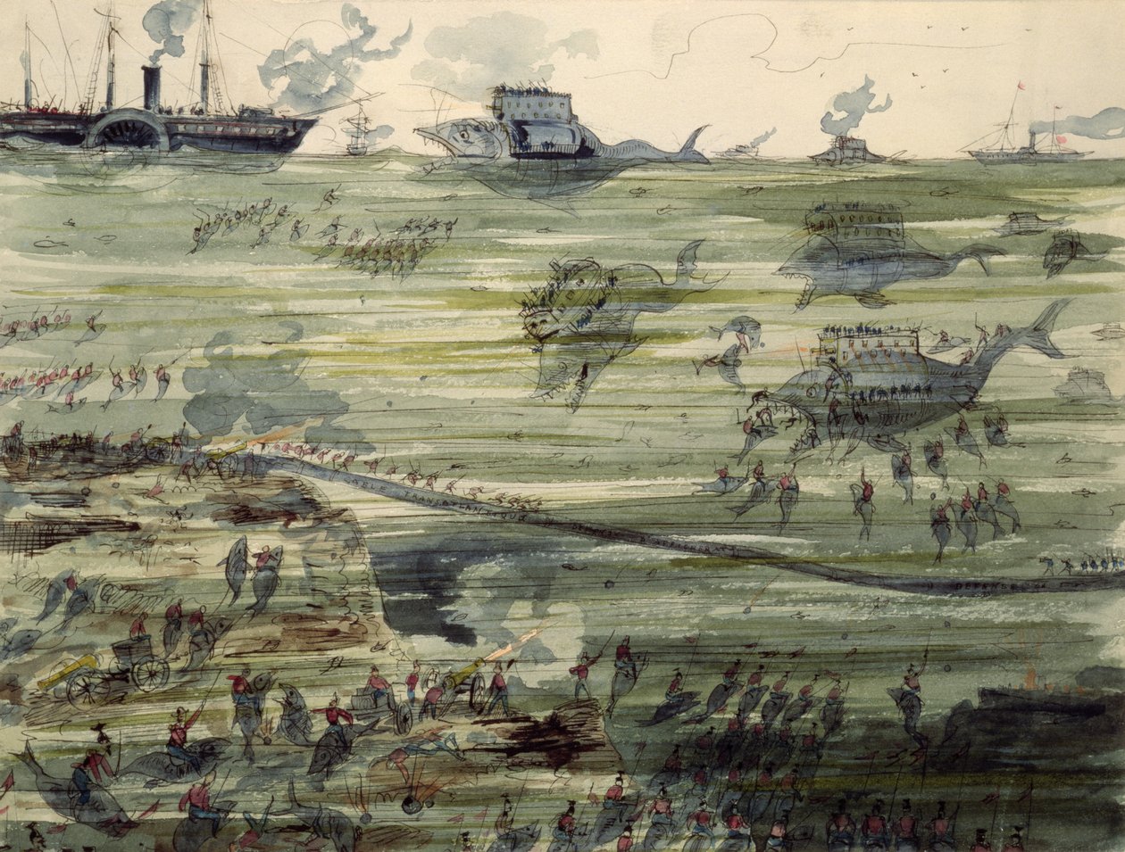 Große Unterwasserschlacht, Ende des 19. Jahrhunderts von Albert Robida