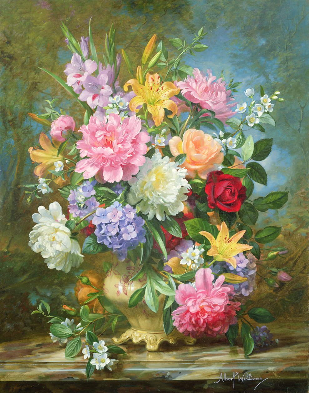 Pfingstrosen und gemischte Blumen von Albert Williams