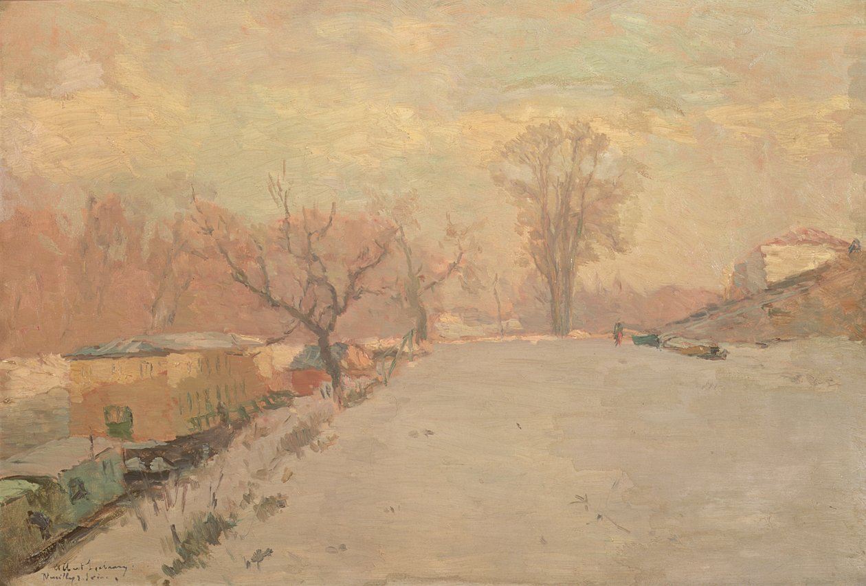 Straße an der Seine in Neuilly im Winter, ca. 1888 von Albert Charles Lebourg