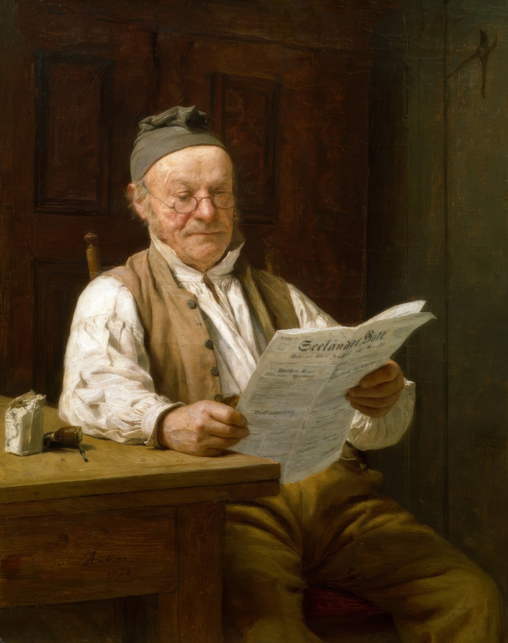 Berner Bauer, seine Zeitung lesend von Albert Anker