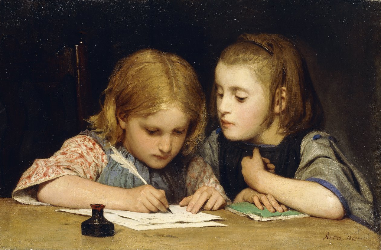 Der Schreibunterricht von Albert Anker