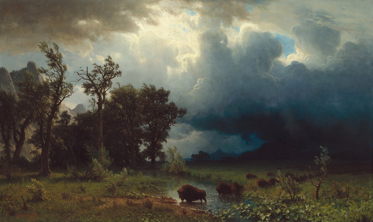 Büffelpfad: Der drohende Sturm, 1869 von Albert Bierstadt