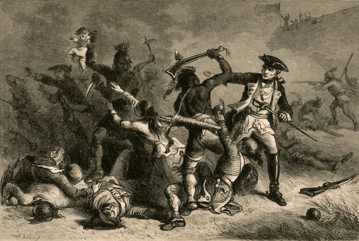 Montcalm versucht das Massaker zu stoppen, 1877 von Albert Bobbett