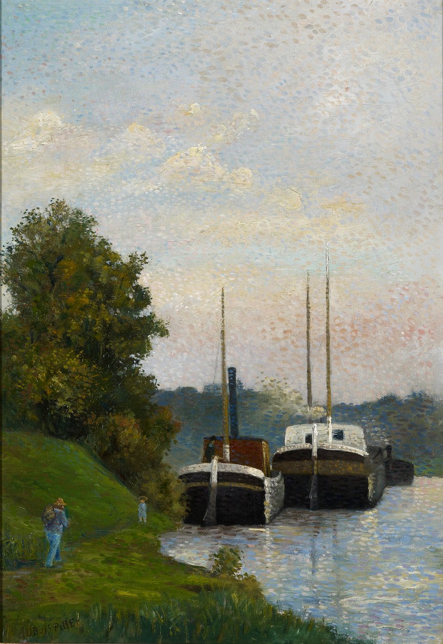 Lastkähne auf der Seine von Albert Dubois Pillet