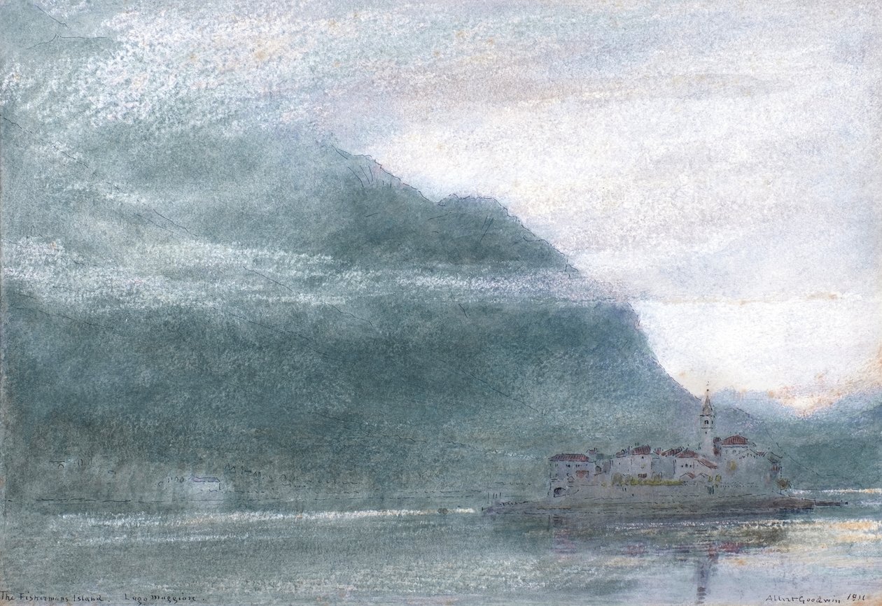 Die Fischerinsel. Lago Maggiore von Albert Goodwin