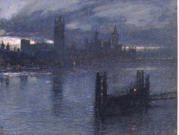 Westminster von der Lambeth-Brücke von Albert Goodwin