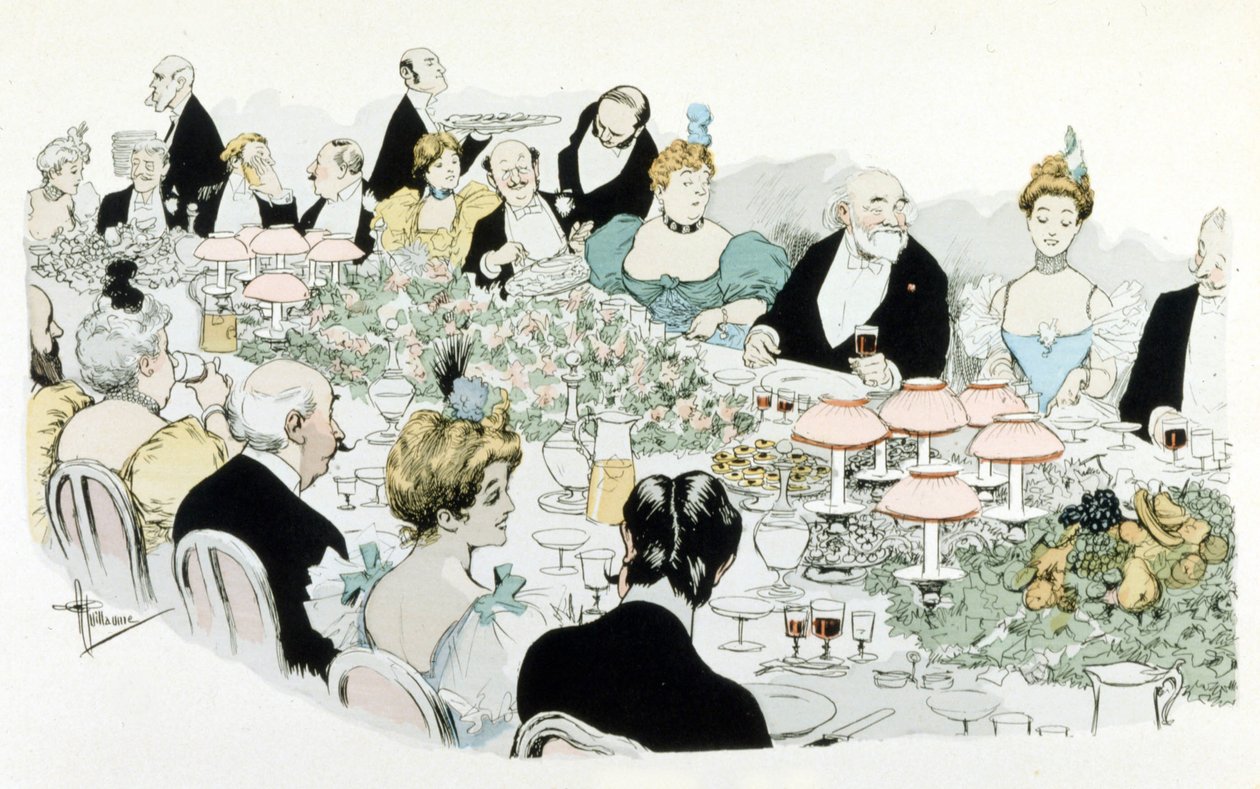 Abendessen von A. Guillaume im Jahr 1908 (Zeichnung) von Albert Guillaume