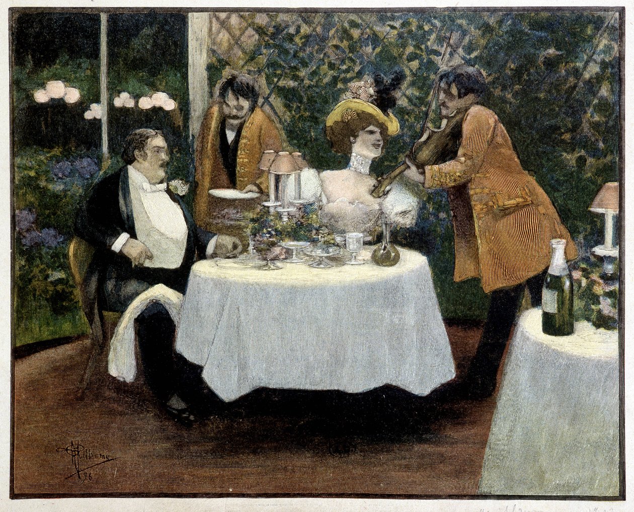 Restaurant, Zeichnung von Guillaume von Albert Guillaume