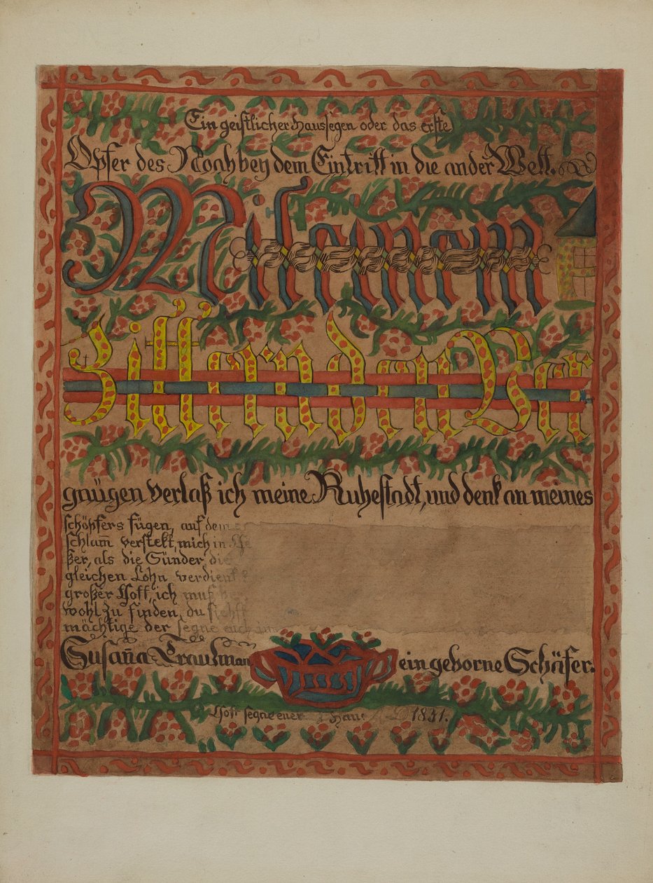 Pa. Deutsches Sterbeurkunde, ca. 1937 von Albert J. Levone