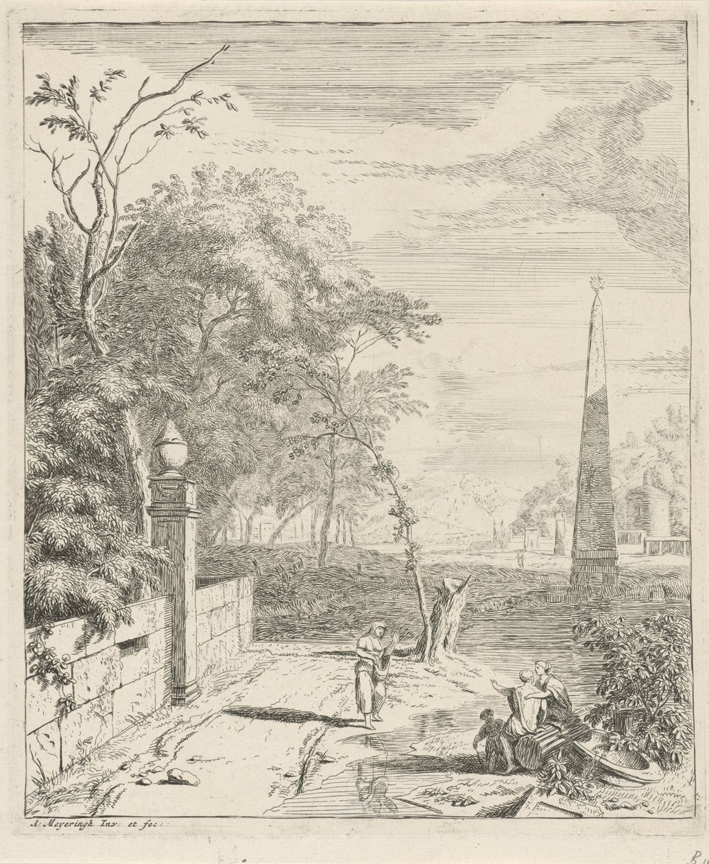Landschaft mit einem Obelisken (Landschaften) von Albert Meyering
