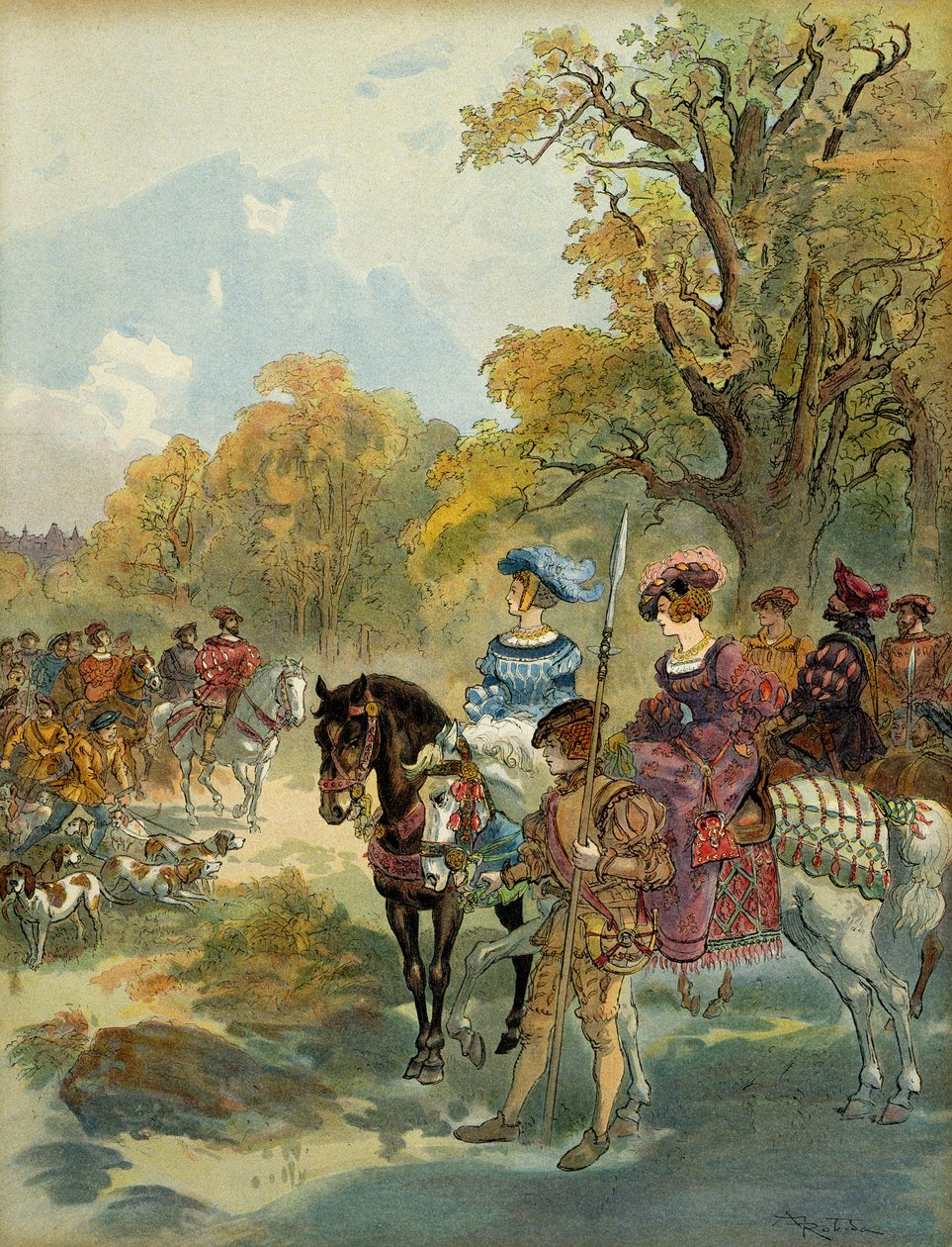 Königliche Jagd von Franz I. Illustration von Albert Robida