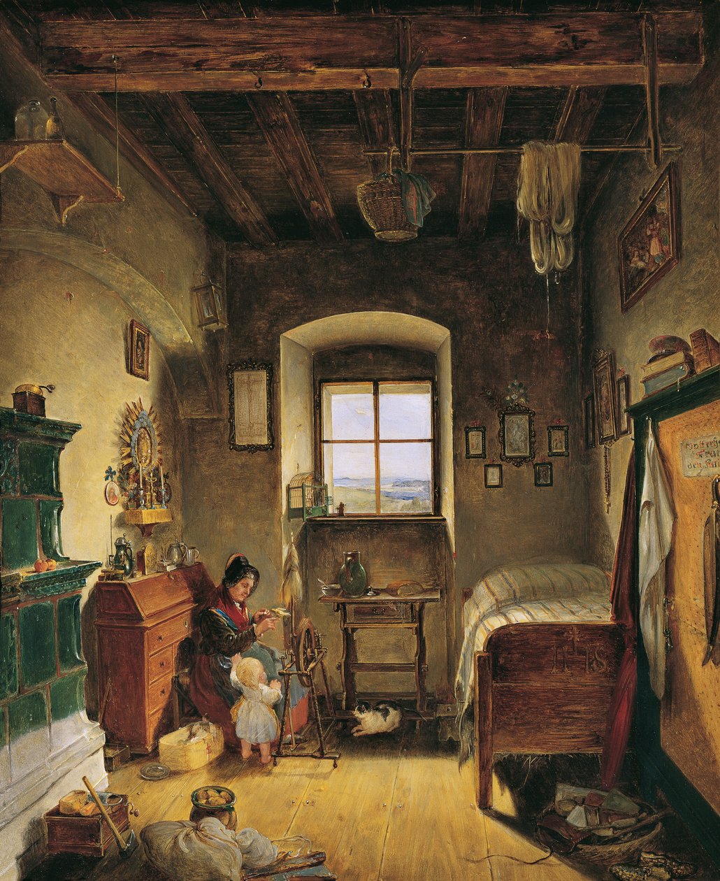 Die Witwe des Landwehrmannes (Bauernstube) von Albert Schindler