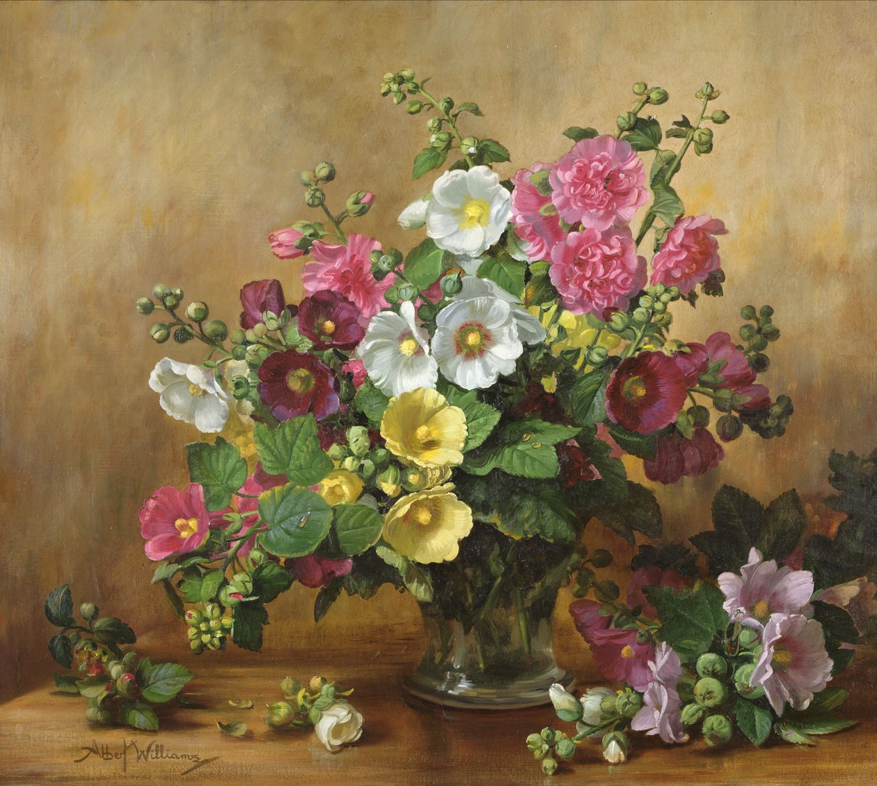 Stockrosen im späten September von Albert Williams