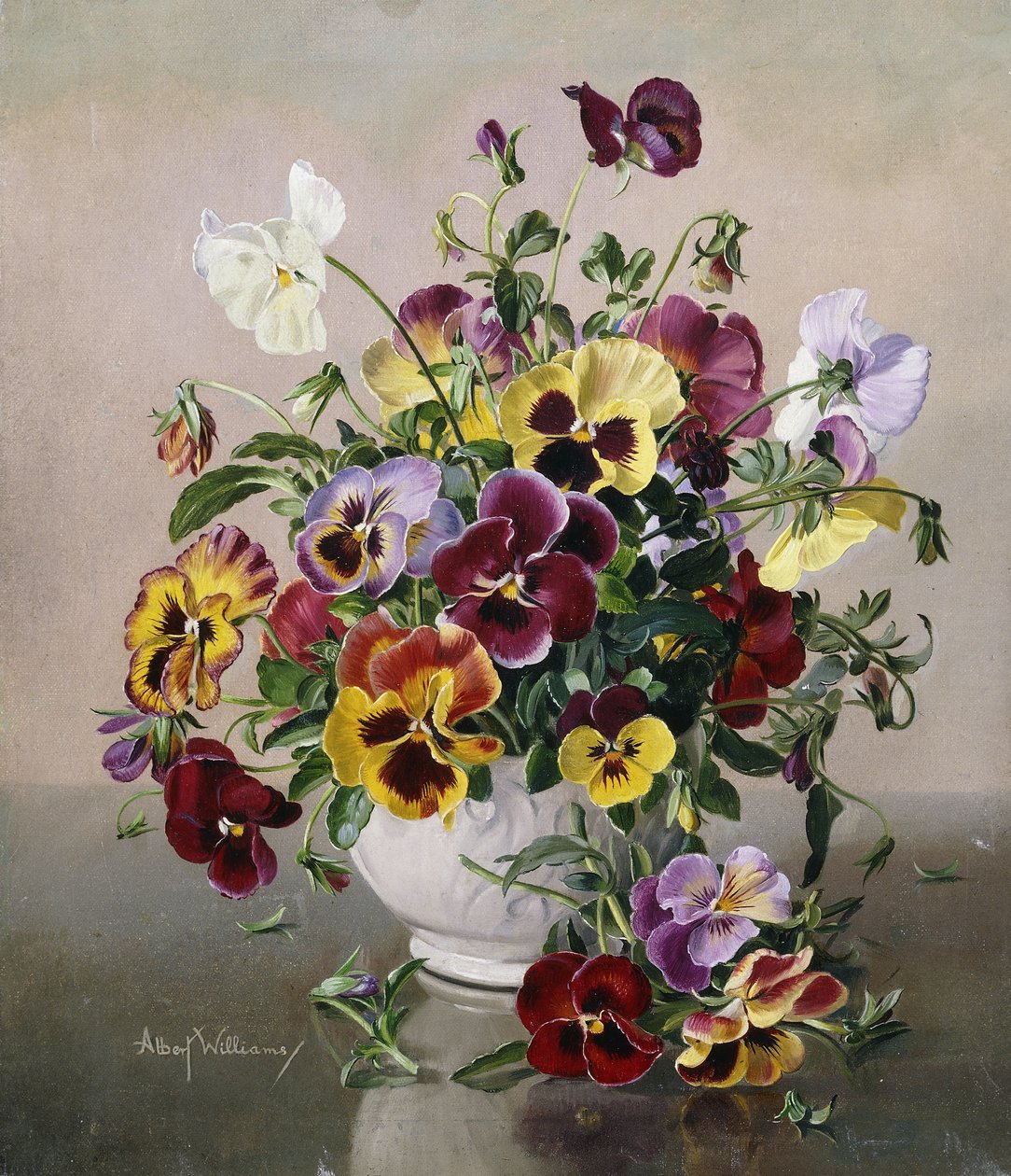 Stillleben mit Stiefmütterchen von Albert Williams