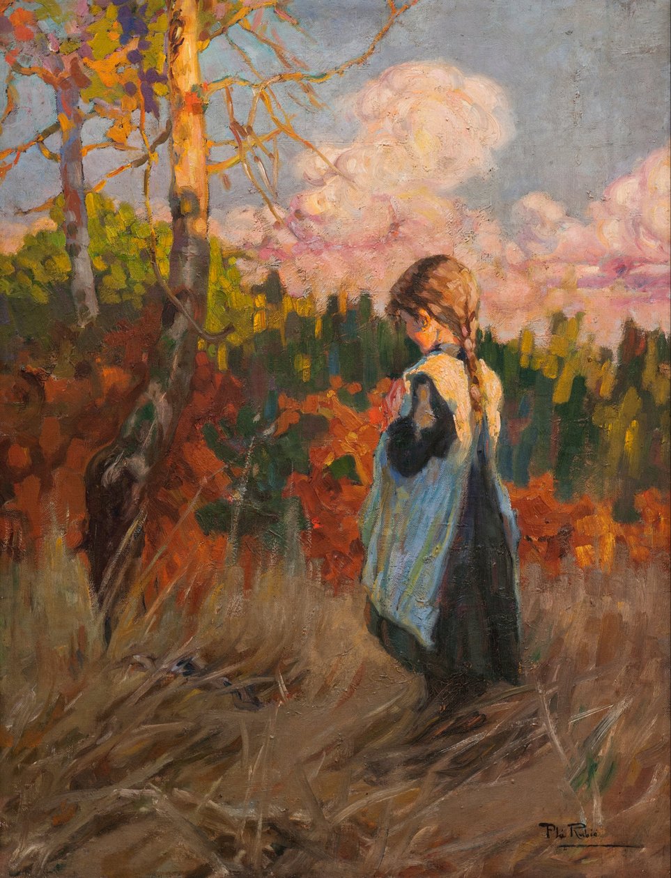 Mädchen auf einem Feld von Alberto Plá Rubio