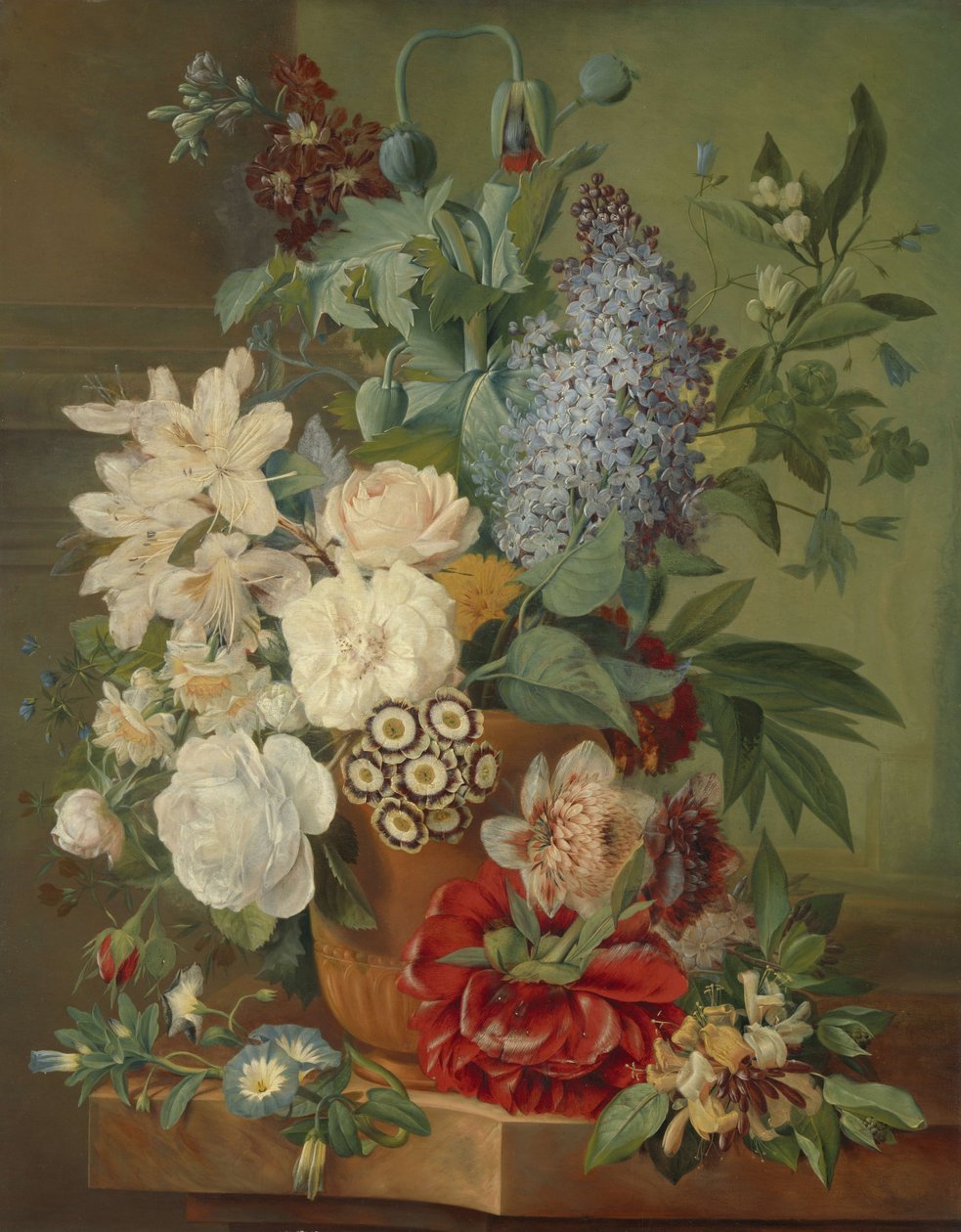 Blumen in einer Terrakottavase von Albertus Jonas Brandt