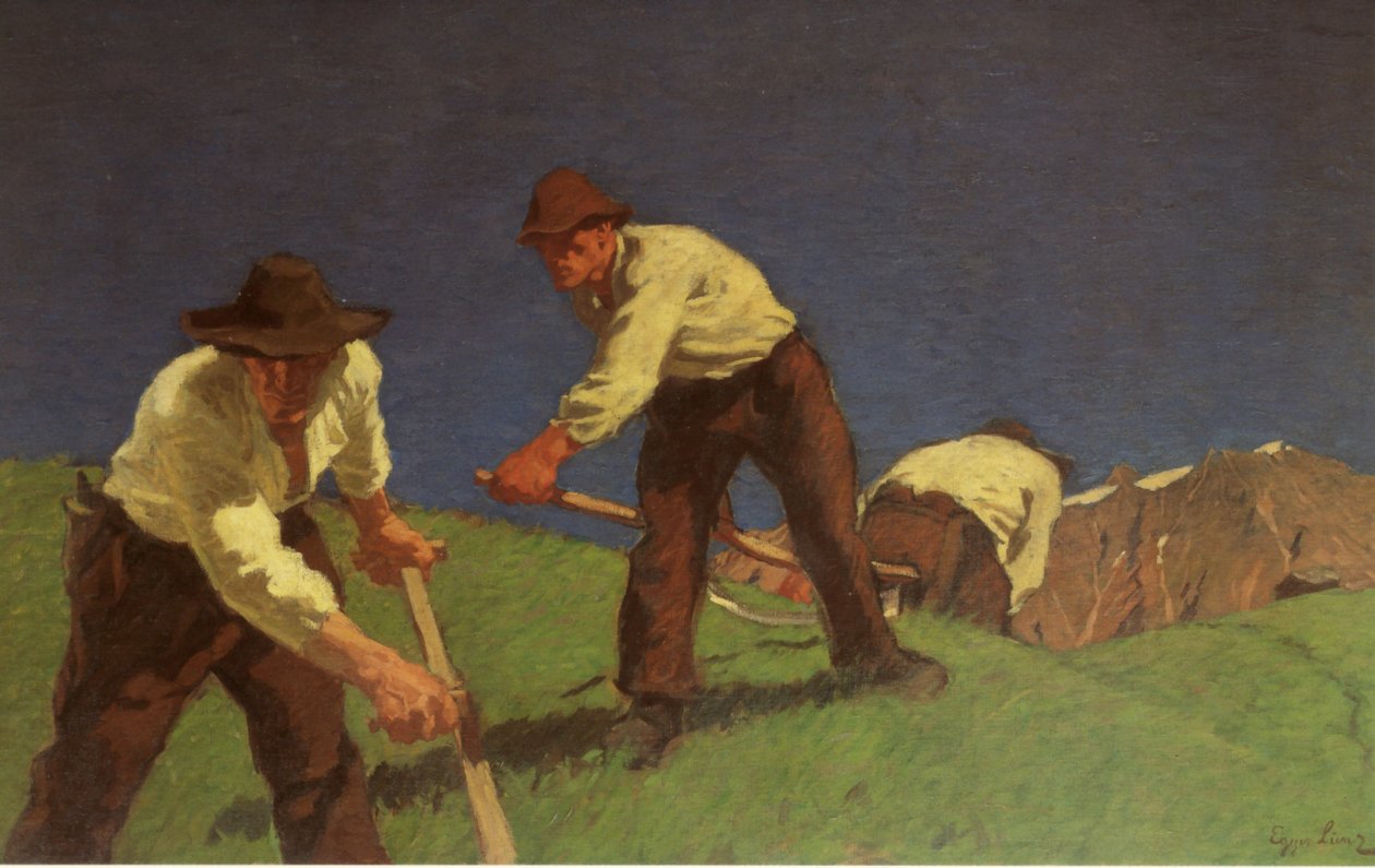 Die Bergmäher I. Fassung von Albin Egger Lienz