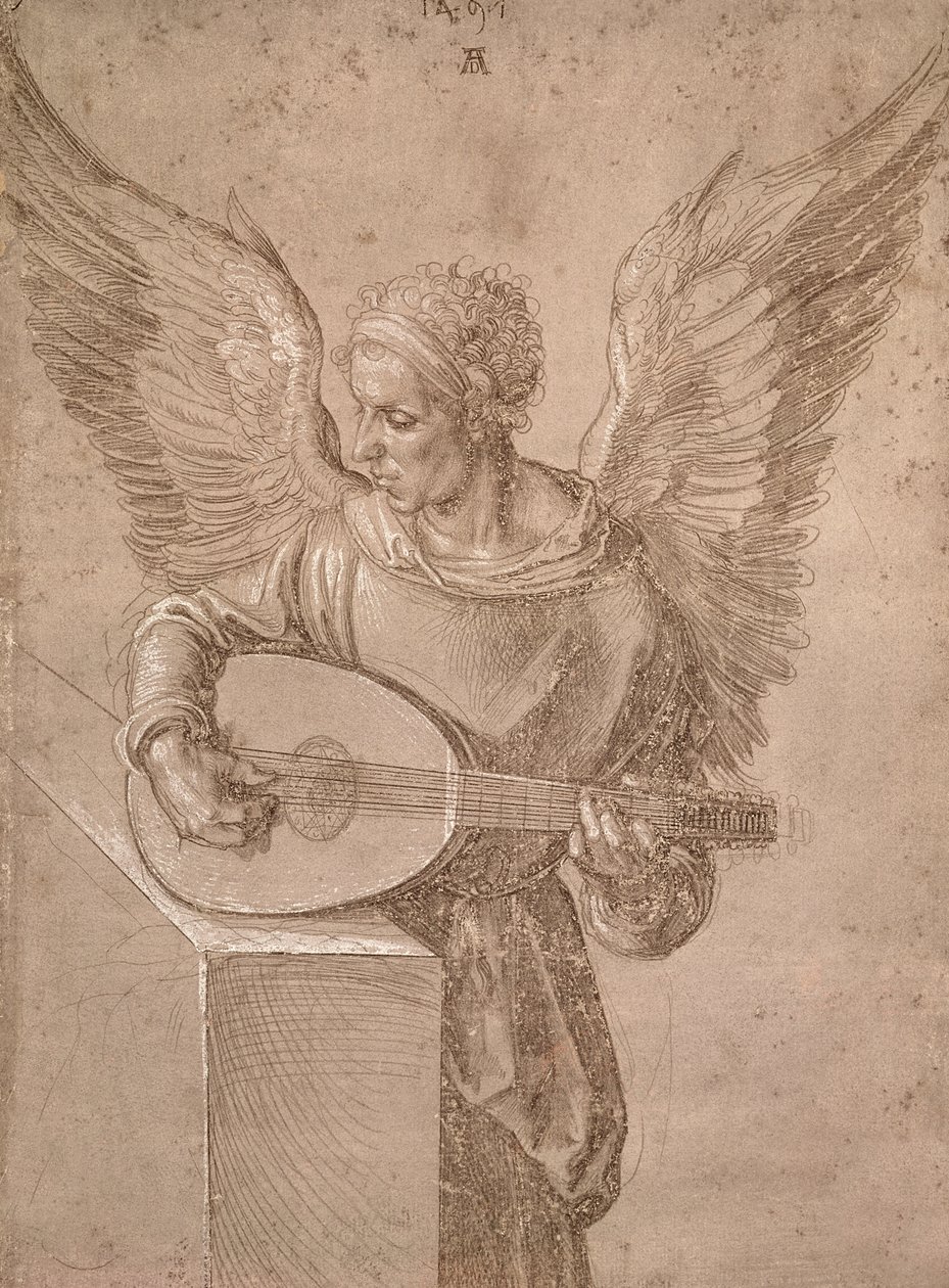 Engel spielt Laute, 1491 von Albrecht Dürer