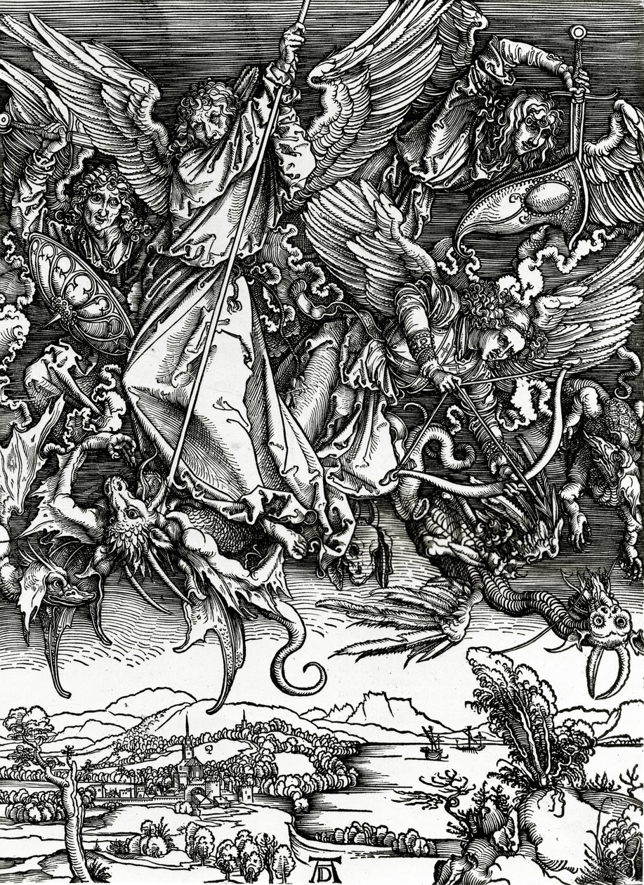 St. Michael kämpft gegen den Drachen, 1498 von Albrecht Dürer