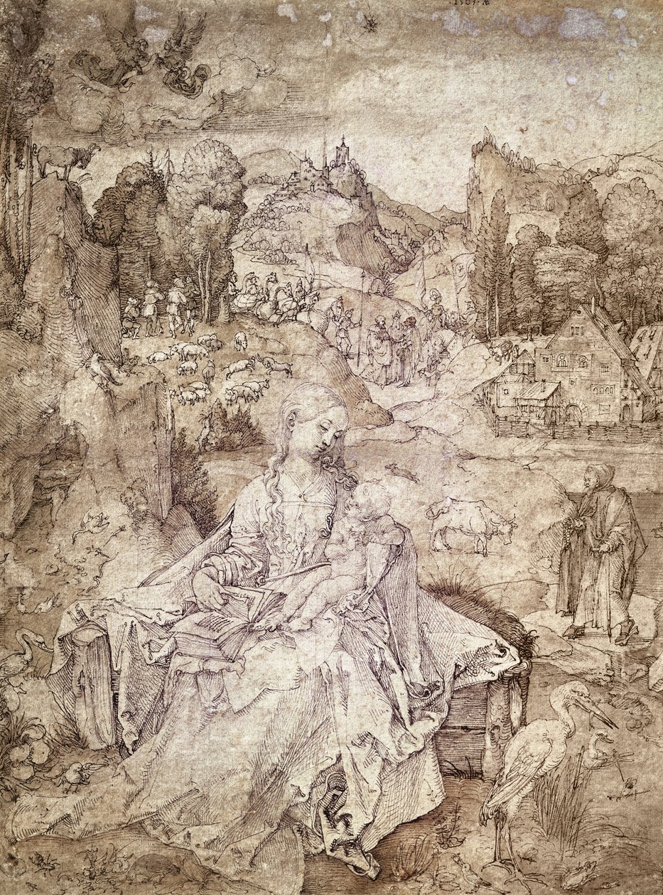 Die Jungfrau Maria inmitten einer Landschaft, 1503 von Albrecht Dürer
