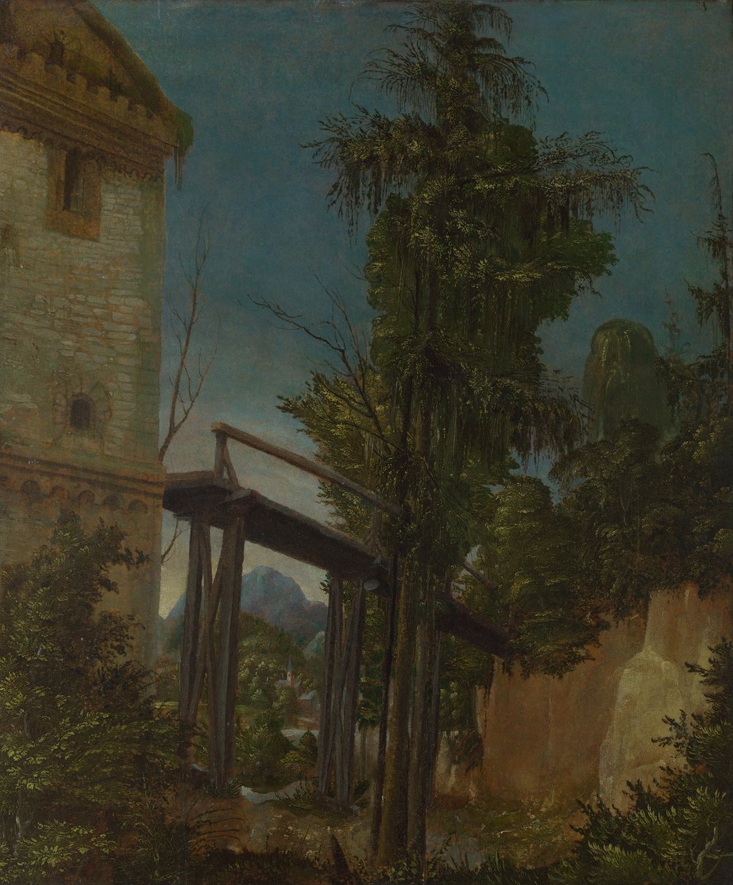Landschaft mit einer Fußgängerbrücke von Albrecht Altdorfer