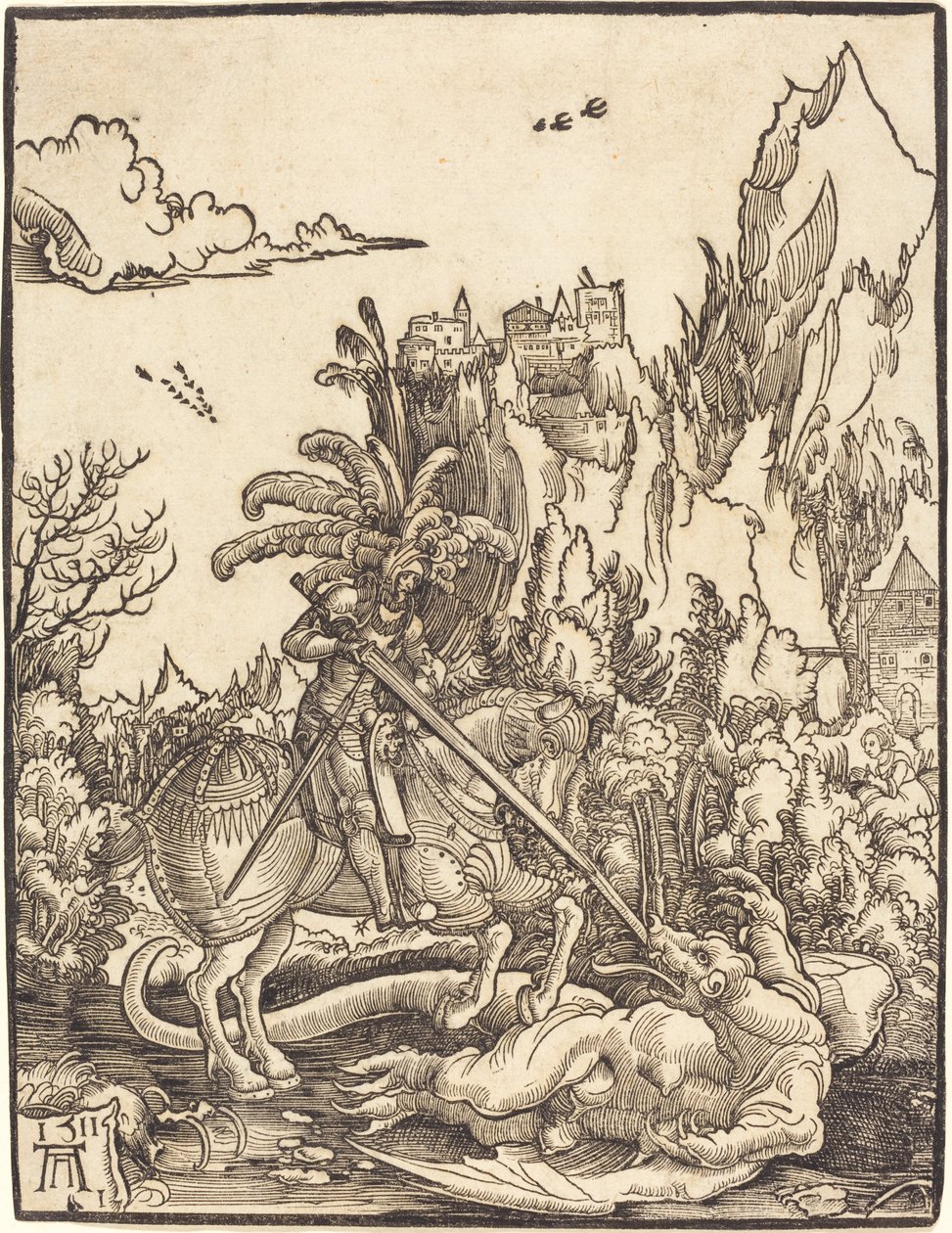 Sankt Georg tötet den Drachen von Albrecht Altdorfer