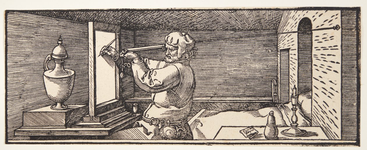 Zeichner zeichnet eine Vase von Albrecht Dürer