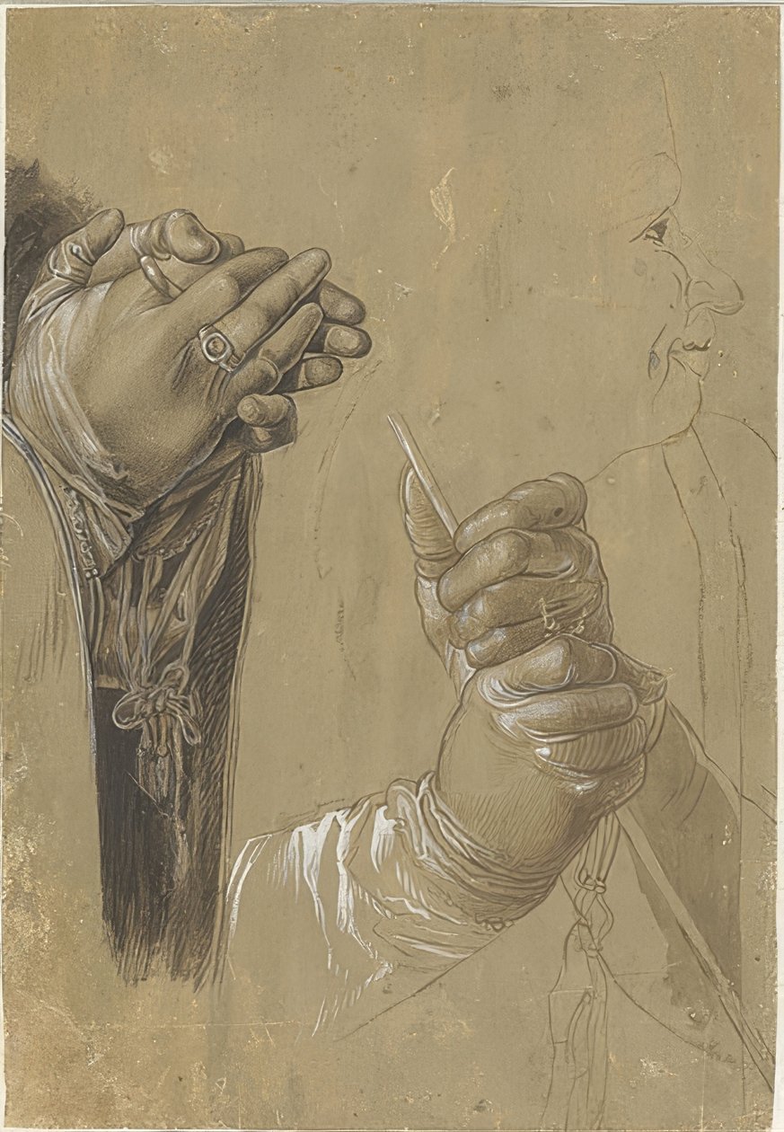 Hände und ein Kopf im Profil von Albrecht Dürer