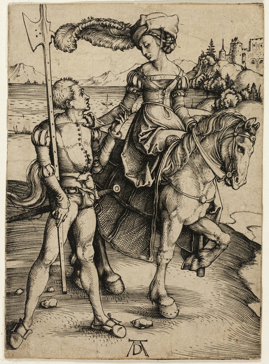 Dame zu Pferd und Landsknecht von Albrecht Dürer