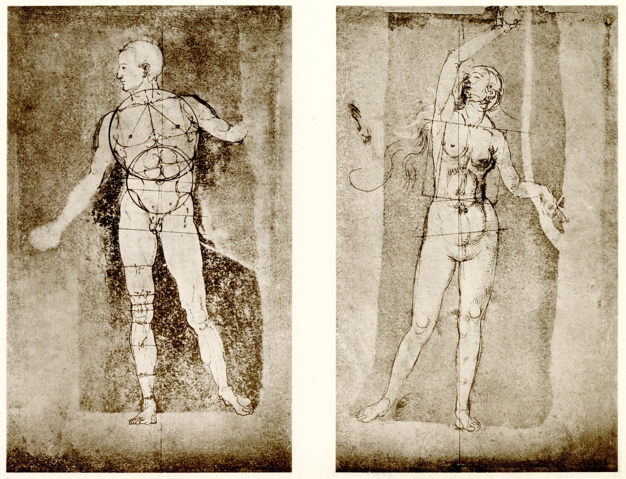 Proportionsstudie zu Adam und Eva von Albrecht Dürer
