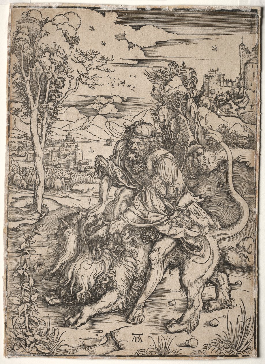 Samson tötet den Löwen, ca. 1496-1497 von Albrecht Dürer