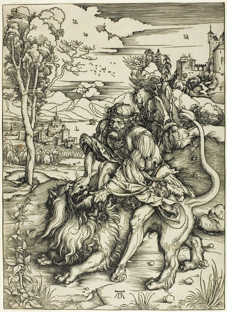 Samson zerreißt den Löwen von Albrecht Dürer